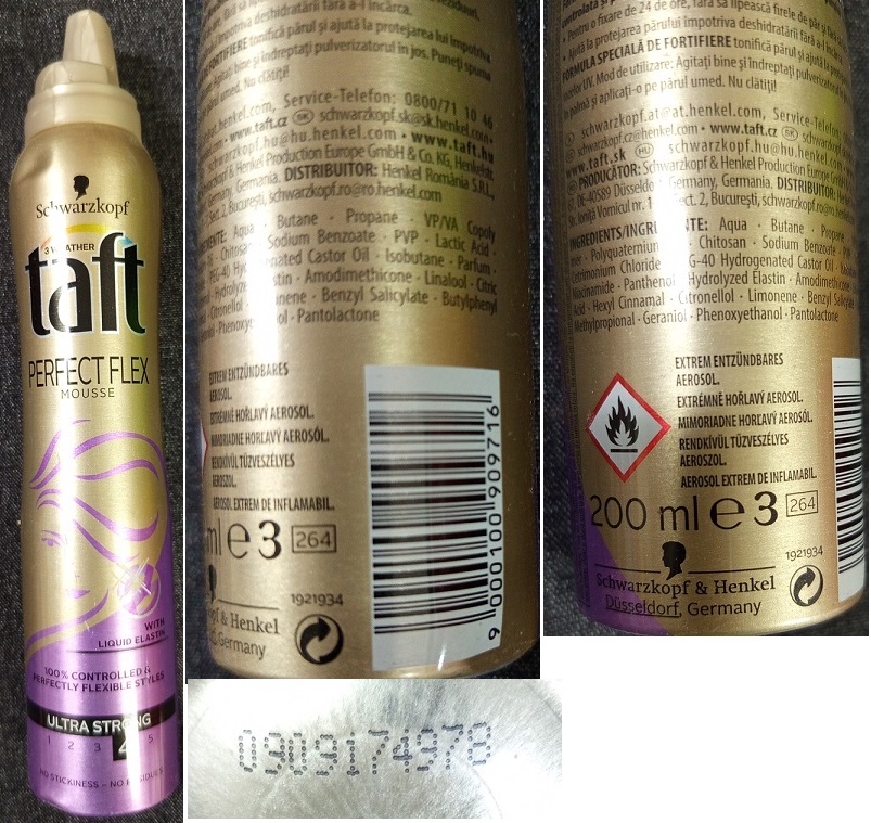 Stylingová pěna Schwarzkopf taft PERFECT FLEX MOUSSE, ULTRA STRONG 4: Fotografie